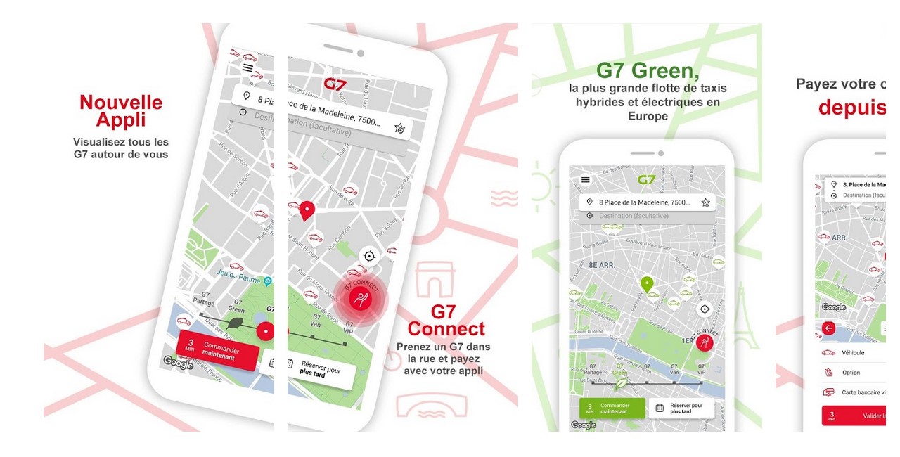 La nouvelle version de l'application taxi G7