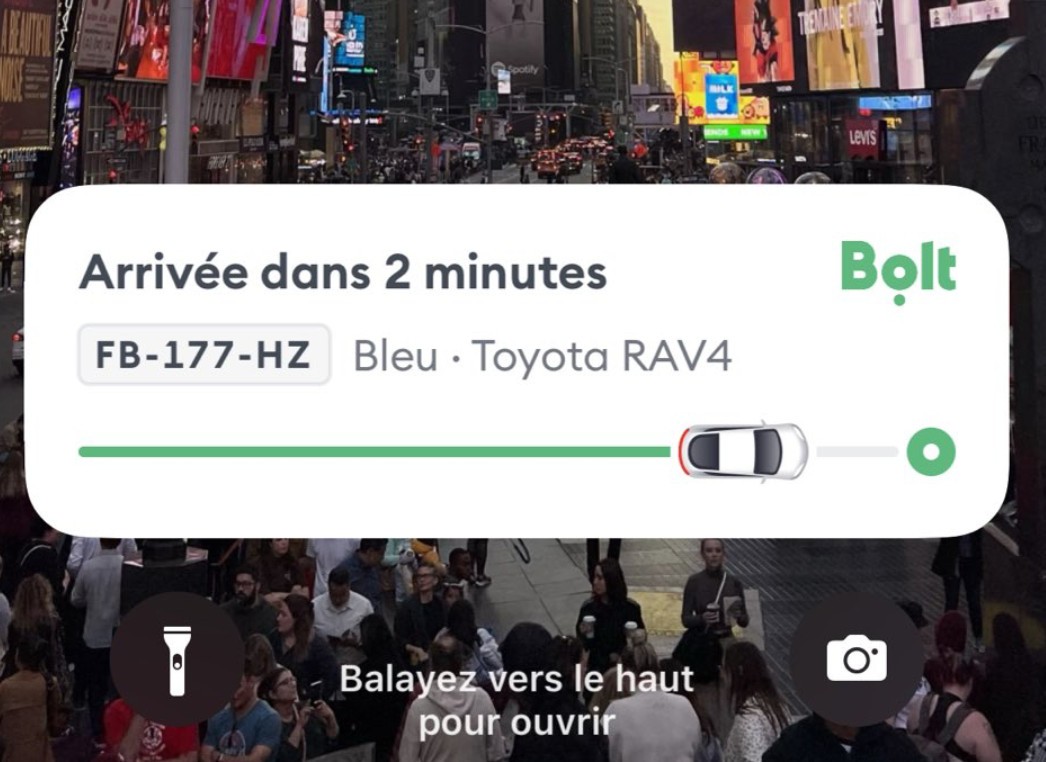 Comme Uber, Bolt propose Live Activities sur iPhone