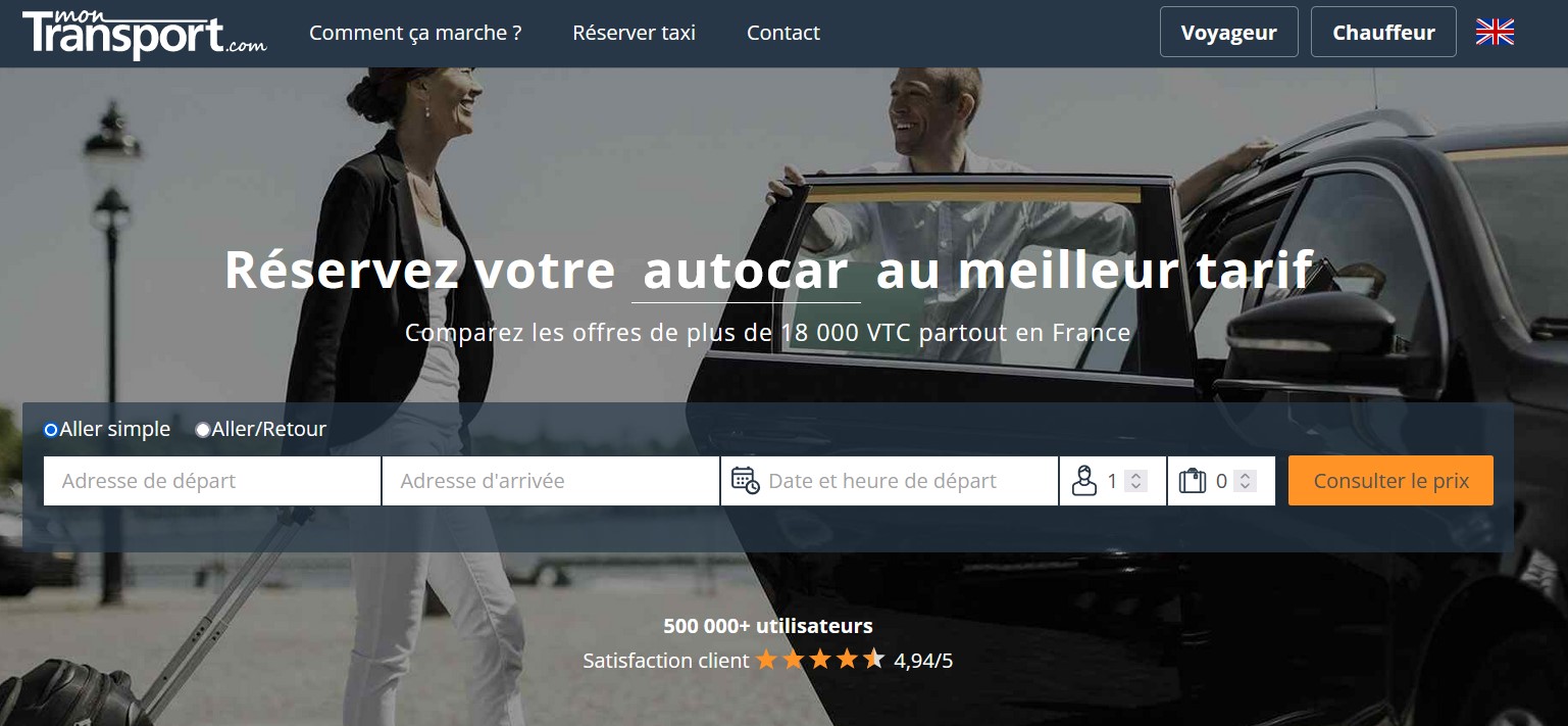 Nouvelle plateforme monTransport.com : Comparateur de tarifs pour trajets en taxi et VTC