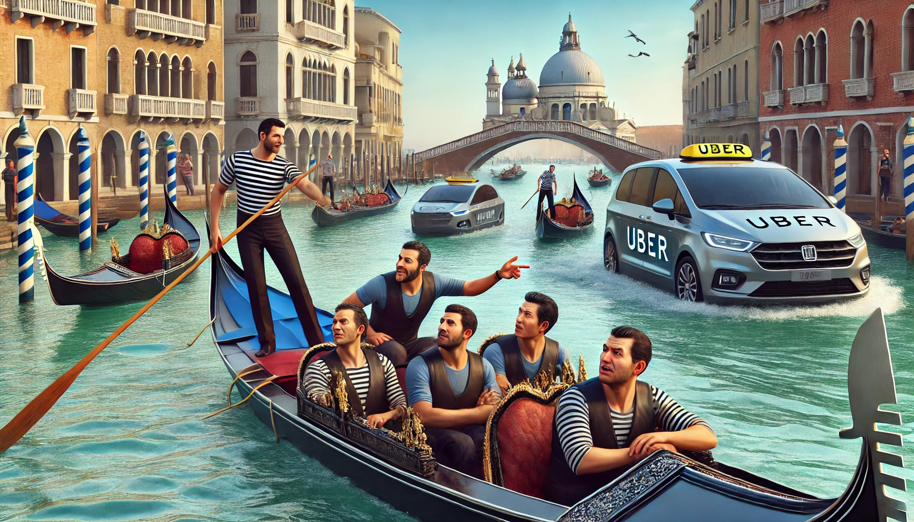 Gondoliers de Venise face à Uber aquatique