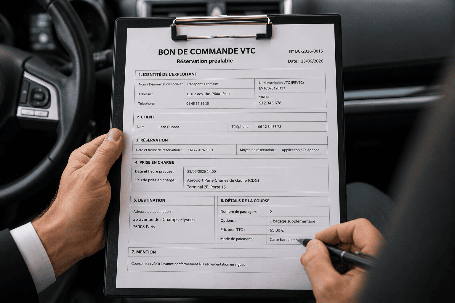 VTC : le bon de commande reste une obligation essentielle en 2026